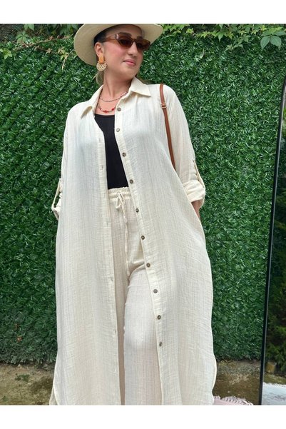 BRGCLOTHING Muslin Shirt Pants Cotton Double Suit