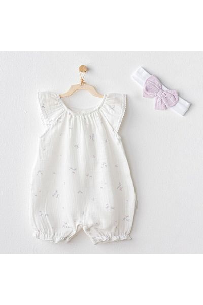 Budi Andywawa Ac25573 Magical Butterfly Muslin Baby Rompers Set White