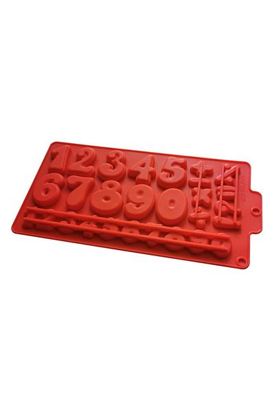 Generic Silicone Number Mould – Vibrant Red 0-9 Baking Tray