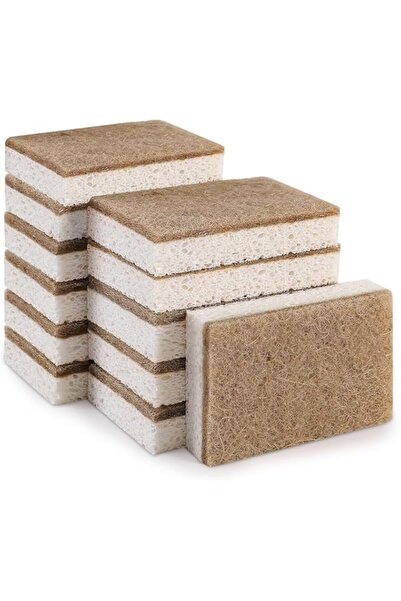 Generic إسفنجات مطبخ نباتية من ديفسيدار، 12 قطعة، إسفنجة مطبخ متعددة الأغراض،...