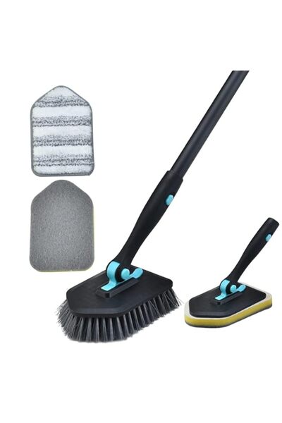 Generic فرشاة تنظيف الدش بمقبض طويل، فرشاة تنظيف حوض الاستحمام والبلاط 3 في 1...