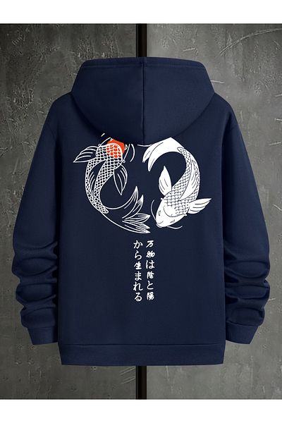 uyguntarz Unisex Ying & Yang Printed Oversize Sweatshirt