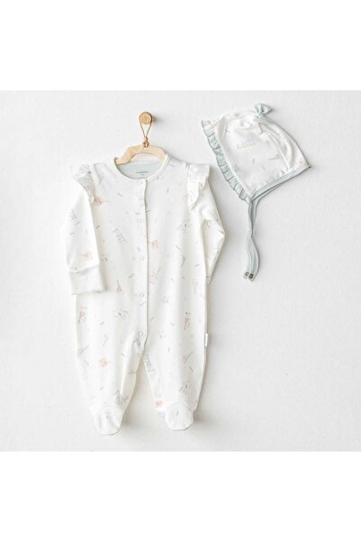 BUDİ HOME Andywawa Ac25510 Love Family Baby Jumpsuit Set Ecru