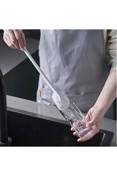 Generic فرشاة سيليكون بمقبض طويل، رأس قابل للطي بزاوية 90 درجة، شعيرات ناعمة