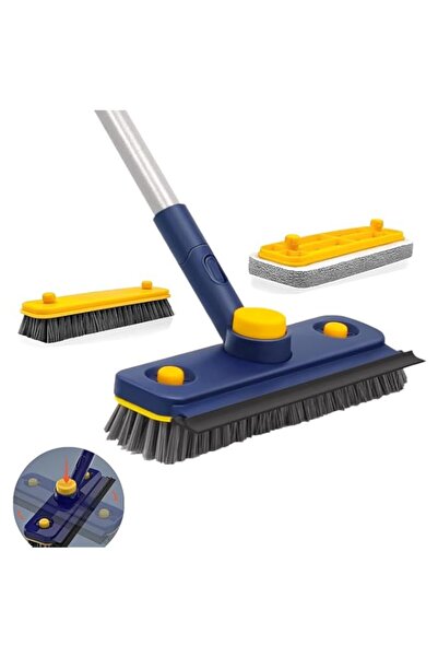 Generic فرشاة تنظيف الأرضيات 3 في 1 بمقبض طويل من الفولاذ المقاوم للصدأ، لتنظ...