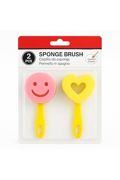 Generic Fitto Sponge Brush 2pcs Pack 15cm for Cleaning, Kitchen, Bathroom, Multi-Purpose Use