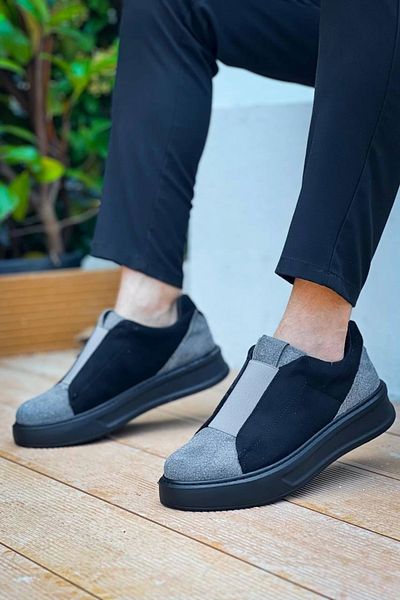 STILVANA Kb-007 Kuback Black Gray Black High Sole Single Tape Laceless Casual Men