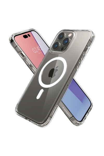 OEM Husă de protecție pentru iPhone 14 Pro, ușoară, Ultra Hybrid MagSafe, G2594, silicon flexibil, albă