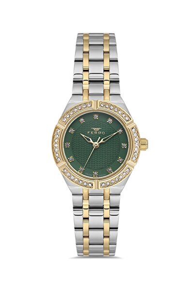 FERRO Sarı ve Gümüş Çelik Kordon Kadın Kol Saati FL21610AWT-D6 3ATM Su Geçirm...