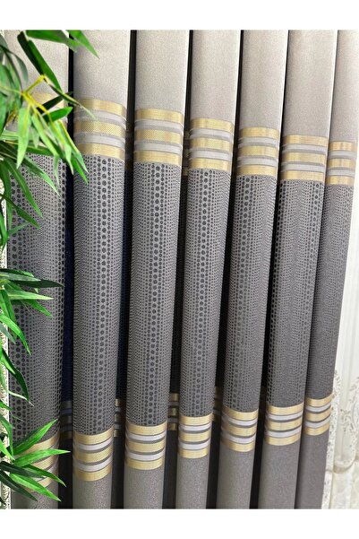 NİVEMESHOME Mizrakli Ft632256 V-5403 Gray 1/3 Double Pile Background Curtain Apm