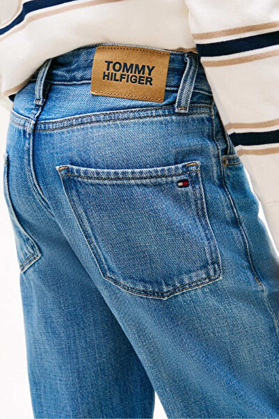 Tommy Hilfiger Erkek Çocuk Skater Kesim Eskitme Görünümlü Jean Pantolon - Mavi
