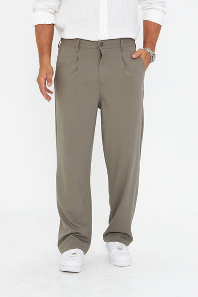 ZİNOX Men's Pleated Baggy Cloth Foot Fabric Stylish Trousers