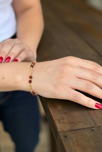 Utku Kuyumculuk 14 AYAR KEHRİBAR TAŞLI 22 AYAR RENGİNDE ALTIN BİLEKLİK