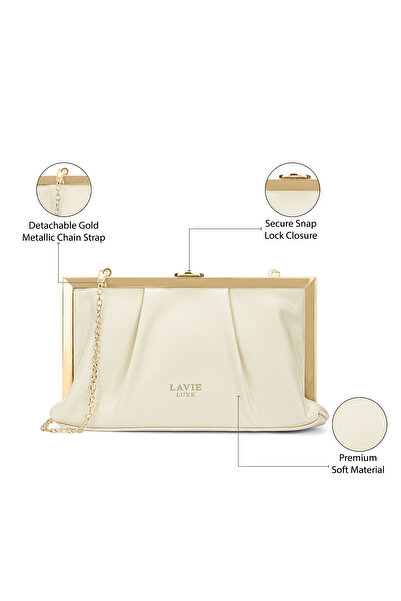 Lavie Luxe Women's Pleatz25 frame clutch (Off White)