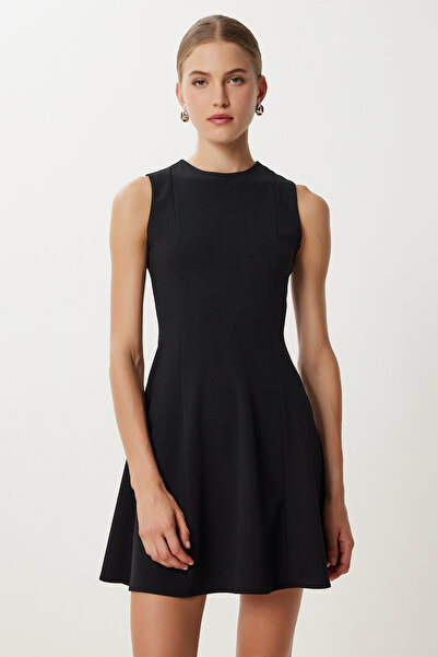 Lovelyİstanbul Μίνι Υφαντό Φόρεμα Flared LDK0009 ΜΑΥΡΟ