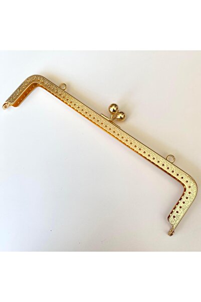 knitme Çanta ve Cüzdan Klipsi İşleme Baskılı Altın Renk Köşeli Model 25 Cm BA...