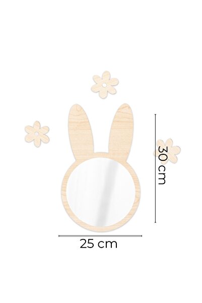 HippoDeco Ahşap Pleksi Ayna Tavşan Duvar Dekoru – 30x25 cm Çocuk Bebek Odası ...