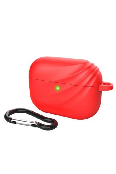 OEM Carcasa cu carabina pentru Apple AirPods Pro, realizata din silicon, culoare rosie