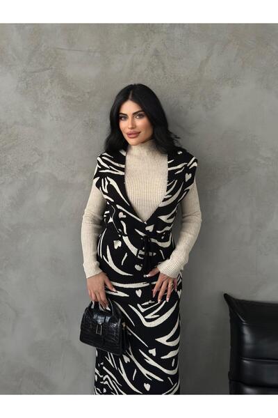 newmisal Jakarli Women's Knitwear Salopet Set