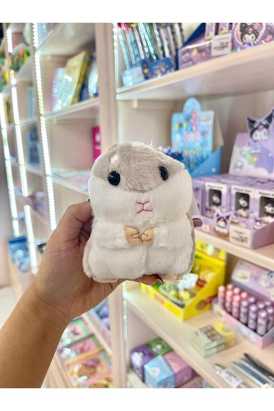 Wisevelya Gray Hamster Plush Keychain