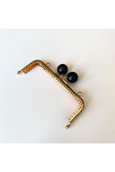 knitme Köşeli Siyah İnci Boncuklu İşleme Baskılı Askılıklı Çanta ve Cüzdan Bu...