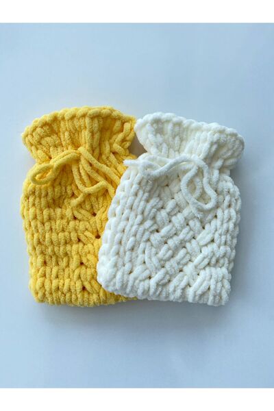 OEM El Yapımı Bebek Banyo Lifi, Sarı ve Beyaz, Yumuşak Örgülü