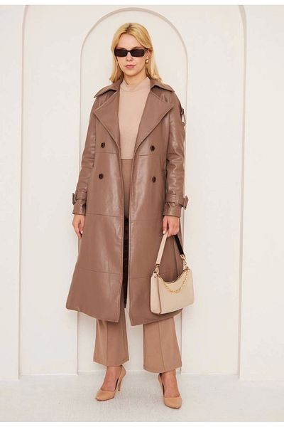 STILVANA BONAR LONG LEATHER COAT
