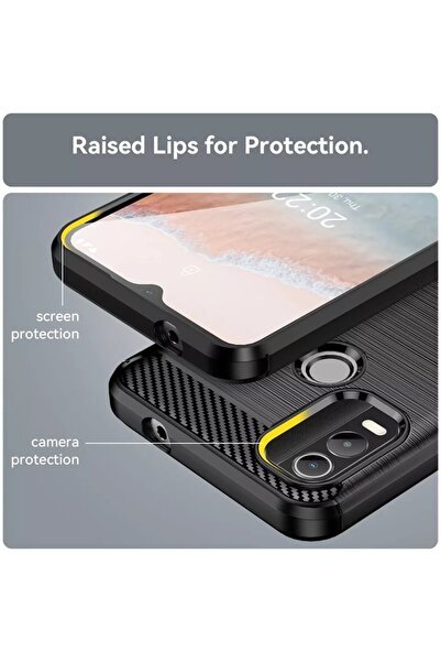 OEM Protective Case for Nokia C21 Plus, UltraX, Carbon Silicone, Thermoplastic, Black