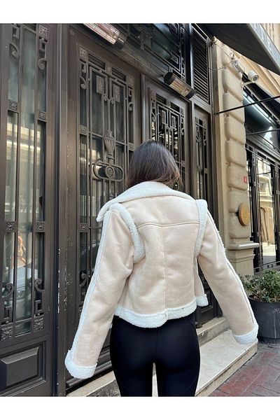 STILVANA LAMB SOFT COATING REMOVABLE SLEEVE CROP NUBUCK COAT
