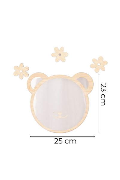HippoDeco Ahşap Pleksi Ayna Ayıcık Duvar Dekoru – 23x25 cm Bebek ve Çocuk Oda...