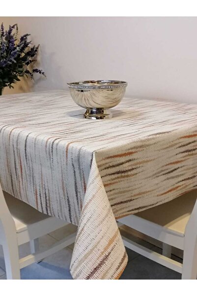 DEKORANLA Desenli kahverengi elyaflı silinebilir PVC masa örtüsü, şık ve daya...