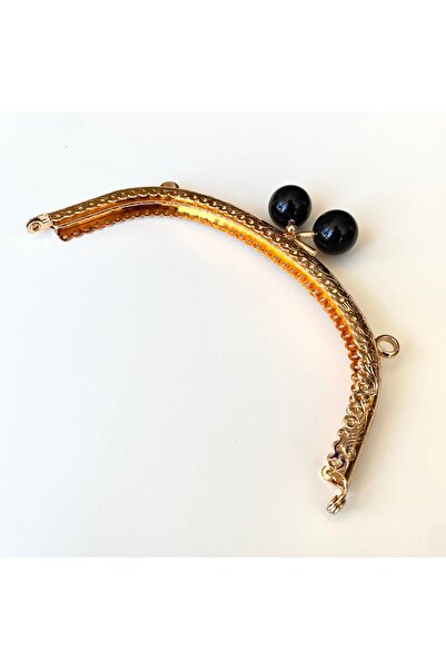 knitme Oval Siyah İnci Boncuklu İşleme Baskılı Çanta ve Cüzdan Bursu - Klipsi...