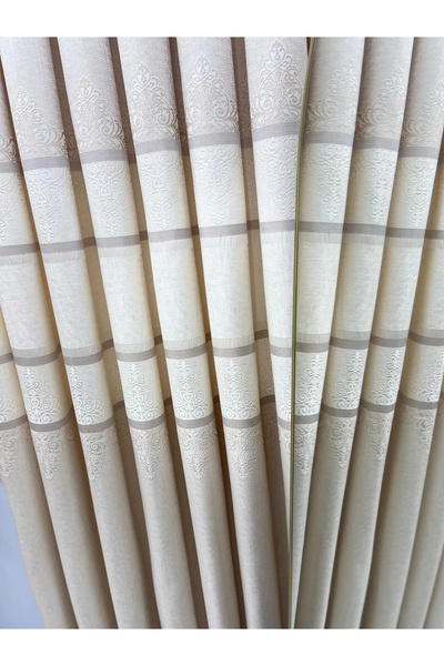 NİVEMESHOME Ft672069 V-115 Funda Cream 1/3 Sik Pleated Fon Curtain Apm