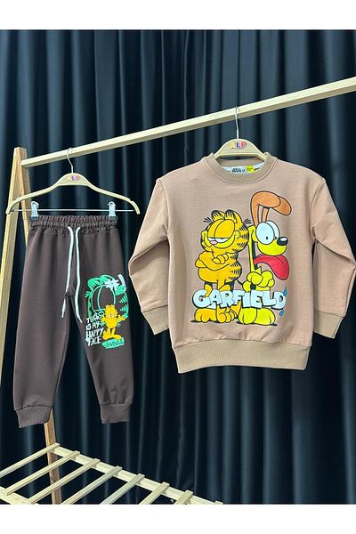Alpbebe Garfield 2 thread tracksuit set - coffee