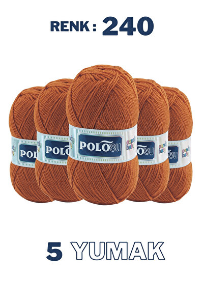 Polosu (5 Adet) Candy Baby %100 Premium Akrilik Bebek Örgü İpliği - 240 - Kiremit