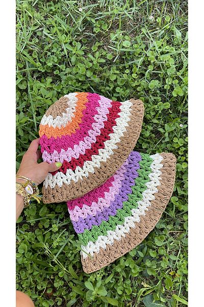WOMANBAG Handmade Colorful Straw Hat