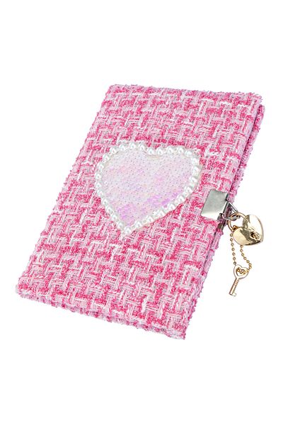 NİCE Tweed Glamour Girabrilla Diary – diary with tweed cover, sequins and padlock, pen included