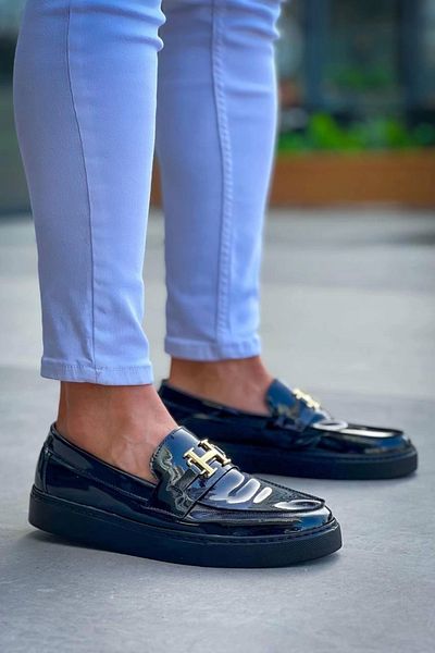 STILVANA KB-027 Laceless Charcoal Patent Leather H Casual Men's Shoes