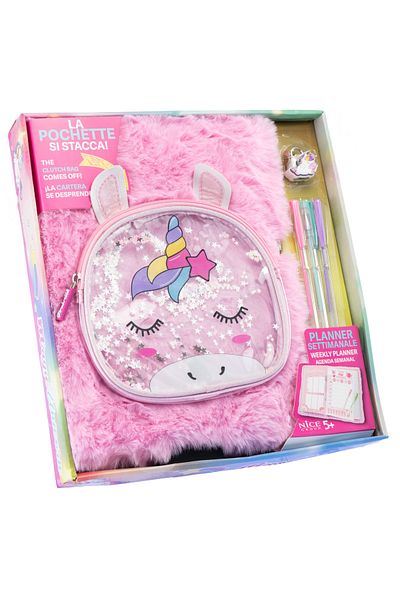 NİCE Giant Girabrilla diary – Unicorn Magic, with fluffy cover and removable purse