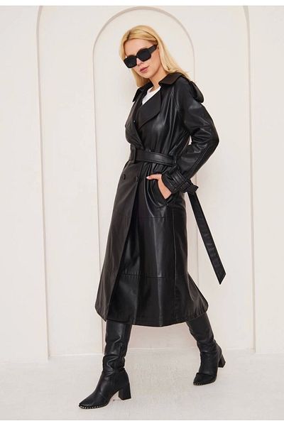 STILVANA BONAR LONG LEATHER COAT