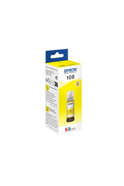 EPSON 108 زجاجة حبر أصفر EcoTank سعة 70 مل للطابعات L8050 وL18050 - حتى 2100 صفحة