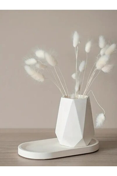 betonmall Μοντέρνο διακοσμητικό γεωμετρικό λευκό βάζο / γλάστρα / θήκη για στυλό / θήκη οδοντόβουρτσας με βάση δίσκου πολλαπλών χρήσεων