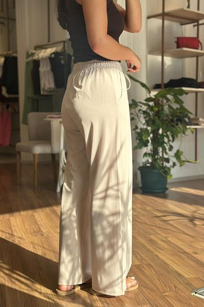 Unique Boutique 100% Modal Beige Elastic Waist Sweatpants