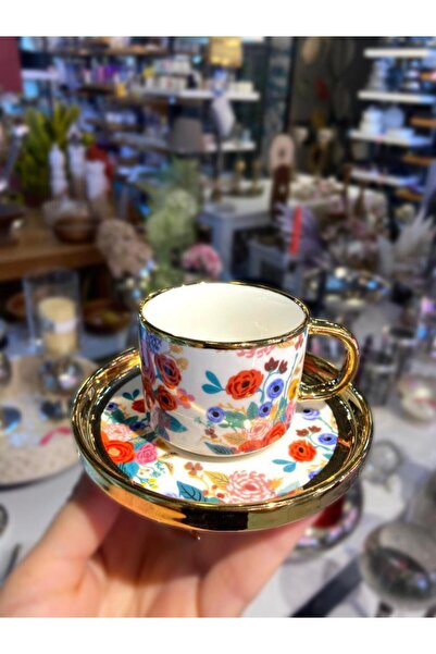 Kosova Flowered Turkish Coffee Cup for 6 People