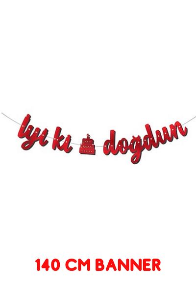 Baloncu Dede Red Happy Birthday Calligraphy Banner Birthday Ornament