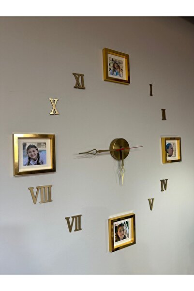 Senden Hediye Yapışkan Bantlı Çerçeveli Saat Seti Gold