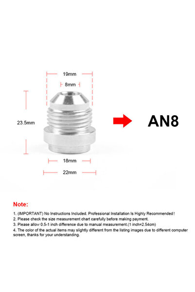 Choice4 وصلة خرطوم ألومنيوم عالية الجودة AN8 قطعة واحدة، متوافقة مع AN3، AN4،...