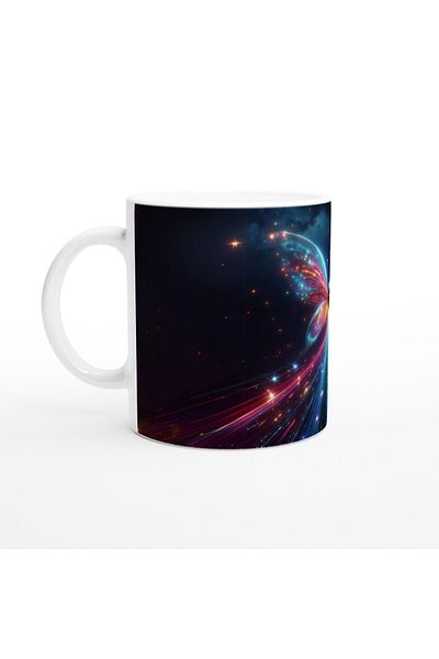 Luluyen Neon Lighted Space Butterfly Printed Mug