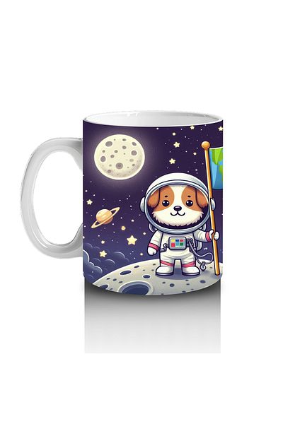 Luluyen Space Explorer Cute Dog Patterned Mug Cup That Makes Children Love Milk