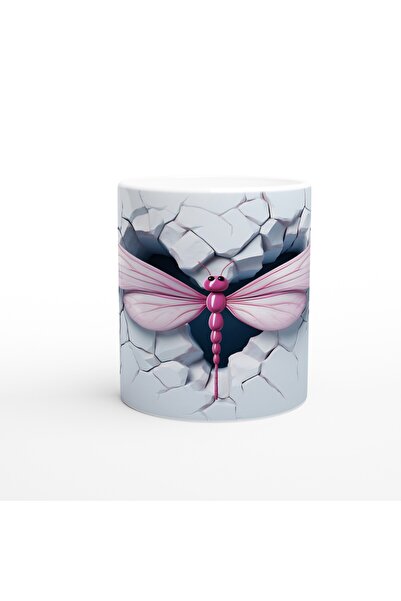 Luluyen كوب مطبوع عليه شكل تنين وردي مكسور على الحائط